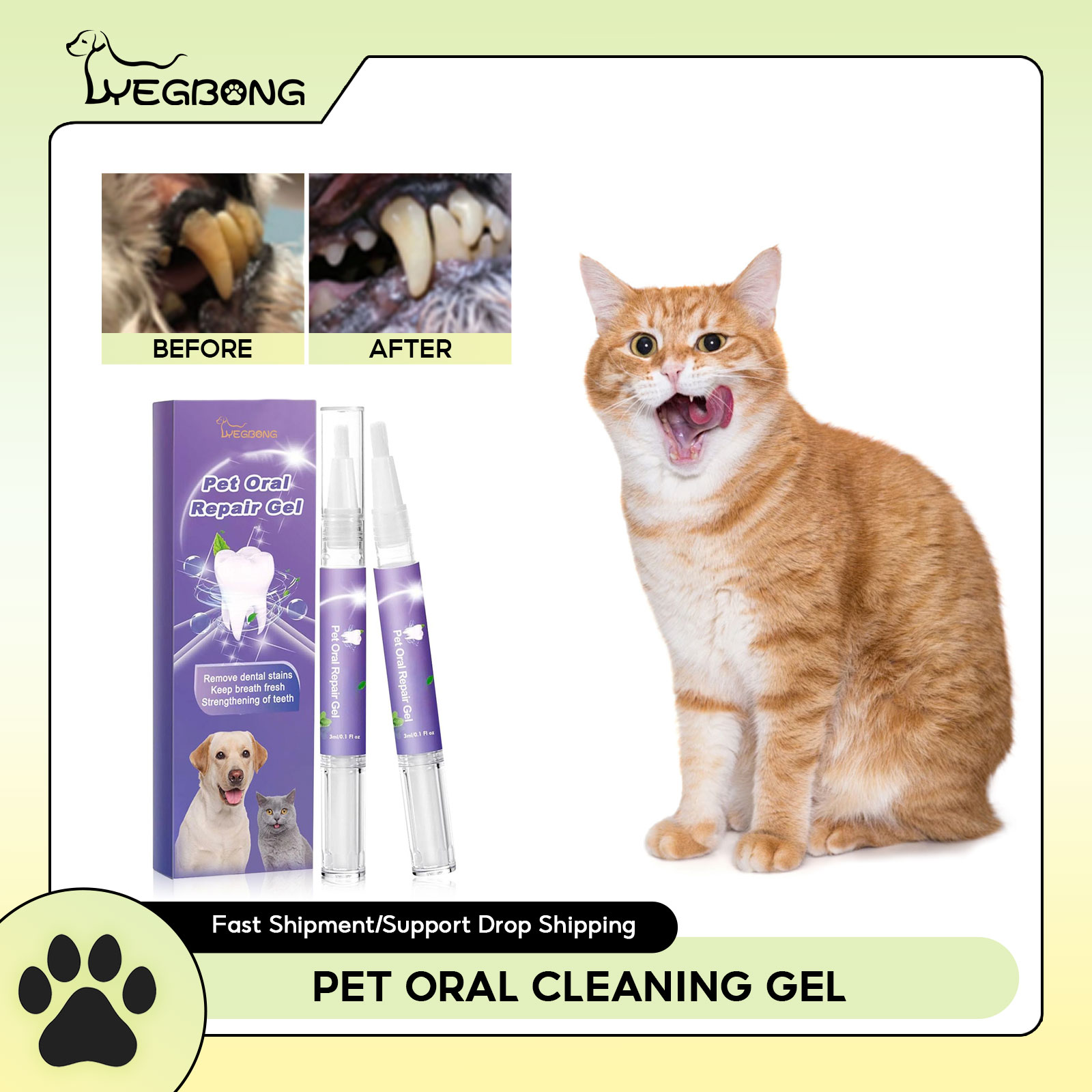 Teeth Whitening Paste - Gel de réparation orale pour animaux
