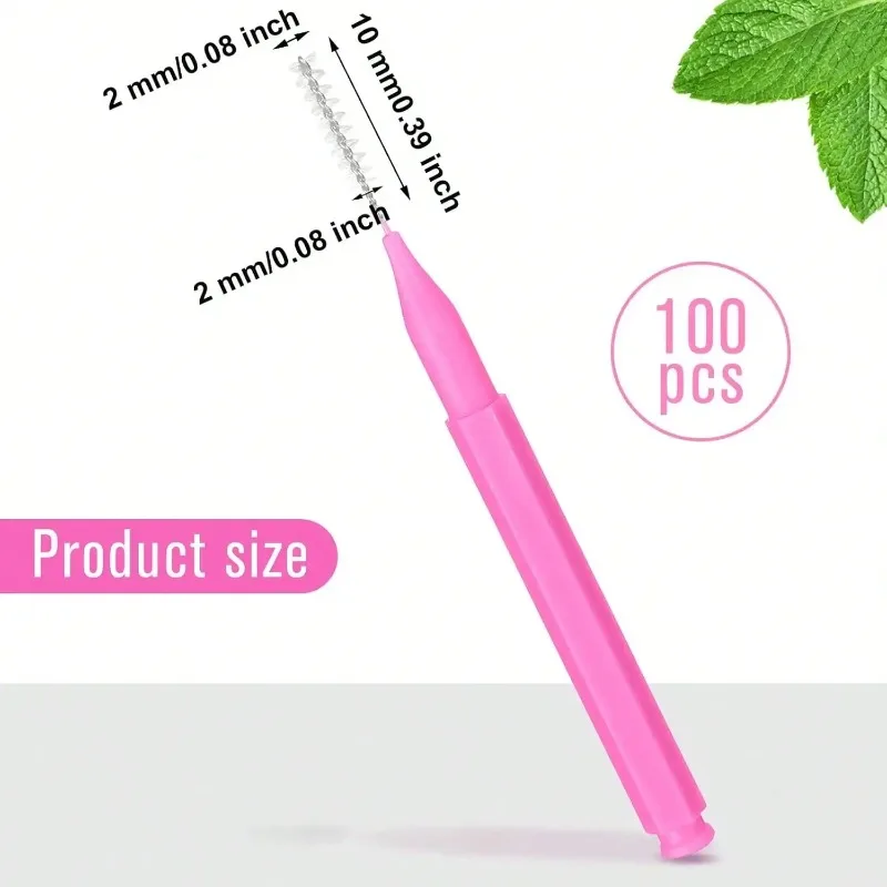 Dental Floss Picks - 100 brosses interdentaires magenta, cure-dents, têtes