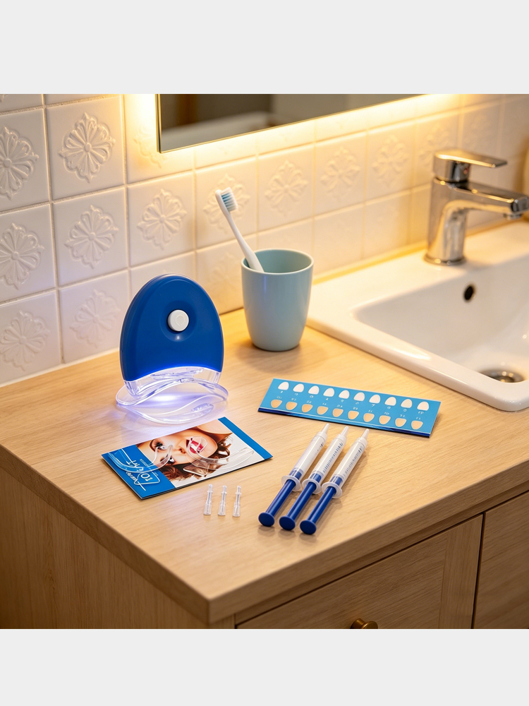 Teeth Whitening Gel Syringes - Kit dentaire Glorysmile - Lumière LED,